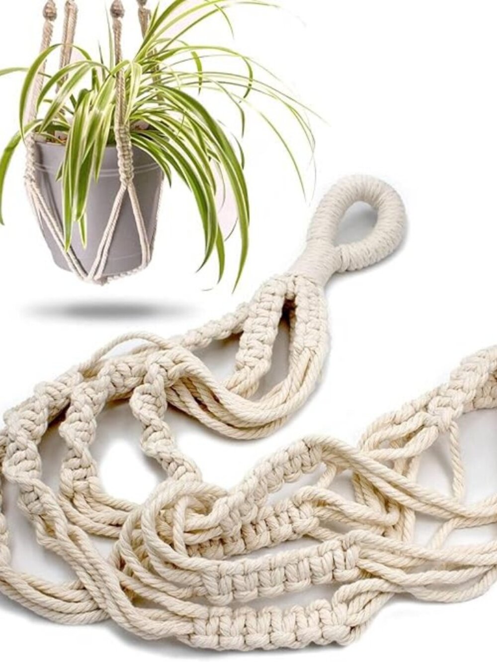 Macrame Plant Hanger with Short Rope - 23 Inch - Cotton Macrame Cord